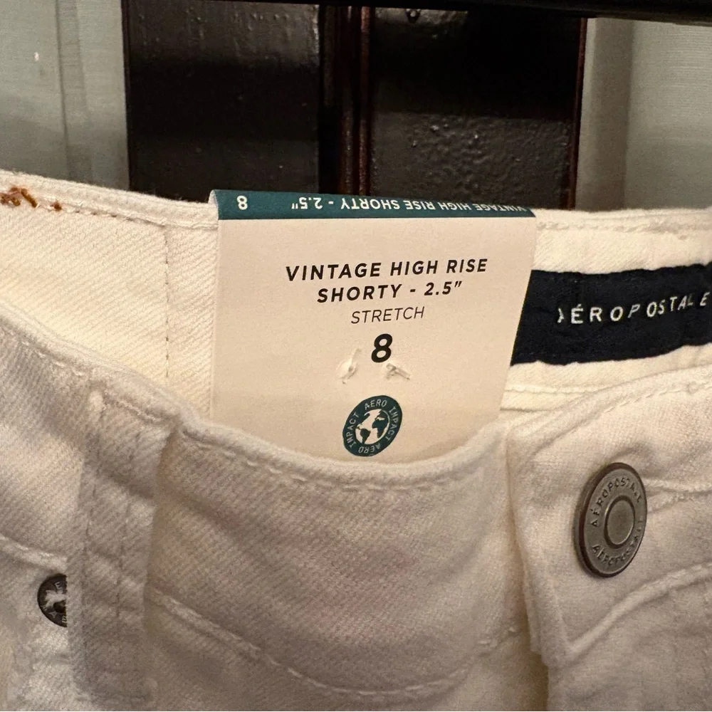 Aeropostale White Distressed High-Rise Jean Shorts